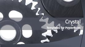  Presentation with partnership gears - Presentation theme enhanced with cog wheels - metal gears isolated on white background and a dark gray colored foreground