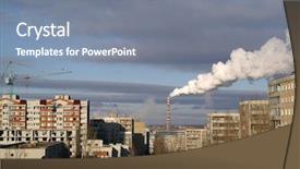  Presentation with construction site construction - Audience pleasing presentation theme consisting of cogeneration plant - construction site in the industrial backdrop and a gray colored foreground