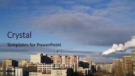  Presentation with plant structure - Audience pleasing theme consisting of cogeneration plant - crane construction structure site lifting backdrop and a seafoam green colored foreground