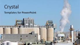  Presentation with industrial - Beautiful PPT theme featuring cogeneration plant - industrial building polluting air backdrop and a light blue colored foreground