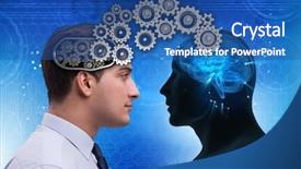  Presentation with cognition - Colorful PPT theme enhanced with cognition - cognitive computing concept as future backdrop and a ocean colored foreground