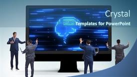  Presentation with cognitive - Colorful slide deck enhanced with cognition - cognitive computing concept as modern backdrop and a ocean colored foreground