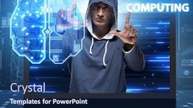  Presentation with cognitive - Colorful theme enhanced with cognitive-computing-concept-as-modern backdrop and a navy blue colored foreground