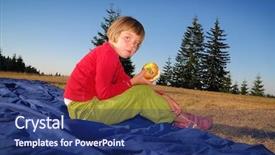  Presentation with apple - Cool new presentation theme with cogs tree - cute little girl eating apple backdrop and a  colored foreground