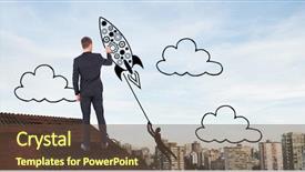  Presentation with rocket - Amazing slide set having cogs tree - digital composite of rear view backdrop and a tawny brown colored foreground