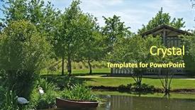  Presentation with pond - Audience pleasing slide deck consisting of cogs tree - pond in bordeaux vineyard backdrop and a tawny brown colored foreground