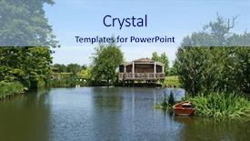  Presentation with fish pond - Audience pleasing theme consisting of cogs tree - pond in bordeaux vineyard backdrop and a  colored foreground