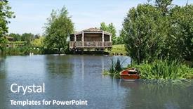  Presentation with pond - PPT layouts enhanced with cogs tree - pond in bordeaux vineyard background and a  colored foreground