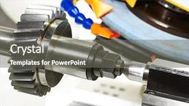  Presentation with factory machine - PPT theme having cogwheel gear on grinding machine background and a gray colored foreground