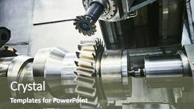  Presentation with cnc machining - PPT theme with cogwheel on shaft milling process background and a gray colored foreground