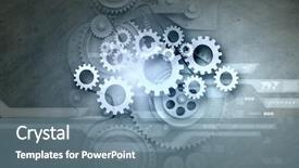  Presentation with mechanism - Beautiful presentation theme featuring cogwheels and gears mechanism backdrop and a seafoam green colored foreground