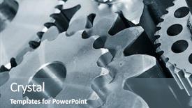  Presentation with blue gears engineering technology backdrop - Presentation design consisting of cogwheels close-ups engineering parts background and a seafoam green colored foreground
