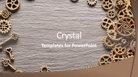  Presentation with gear wheels - Slide deck having cogwheels gear wheels and keys background and a gray colored foreground