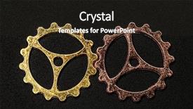  Presentation with metal - PPT theme featuring cogwheels in different colors interlocking background and a wine colored foreground