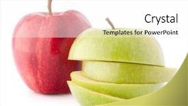  Presentation with red yellow green blue jigsaw - PPT theme with coherence - red and green sliced apples background and a white colored foreground