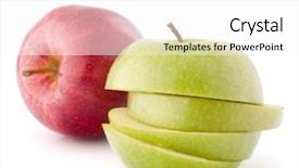  Presentation with green apples - Colorful PPT theme enhanced with coherence - red and green sliced apples backdrop and a white colored foreground