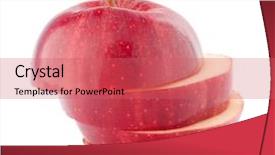  Presentation with apple - PPT theme consisting of coherence - red sliced apple isolated background and a coral colored foreground