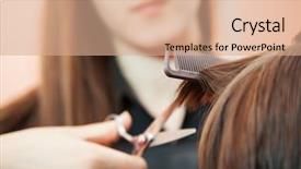  Presentation with salon - Amazing presentation theme having coiffeur - creating hairstyles hairdresser at salon backdrop and a coral colored foreground