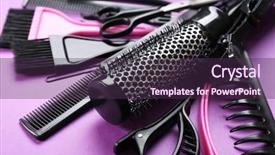  Presentation with accessories - Amazing theme having coiffeur - hairdresser set with various accessories backdrop and a tawny brown colored foreground