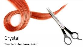  Presentation with shiny - PPT theme having coiffeur - shiny red hair and hair background and a white colored foreground