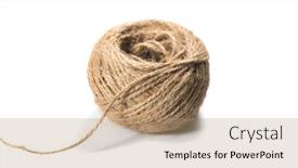  Presentation with eco friendly - PPT theme having coil-of-natural-jute-rope background and a coral colored foreground