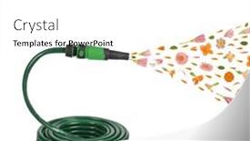  Presentation with flexible - Slide deck with coiled-flexible-tube-watering-garden background and a white colored foreground