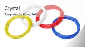  Presentation with wires - PPT theme with coils of color wires on white background background and a white colored foreground