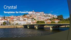  Presentation with architecture old - Colorful slide set enhanced with coimbra-old-town-in-portugal backdrop and a teal colored foreground