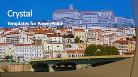  Presentation with architecture old - PPT layouts consisting of coimbra old town in portugal - architecture background background and a teal colored foreground