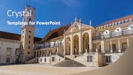  Presentation with university - Amazing theme having coimbra-university-in-portugal-architecture backdrop and a teal colored foreground