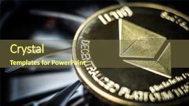  Presentation with digital blockchain - Presentation enhanced with coin blockchain cryptocurrencies digital money background and a tawny brown colored foreground