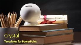  Presentation with pencils - PPT theme with coin-box-mug-with-pencils background and a tawny brown colored foreground