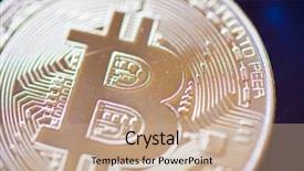  Presentation with money bitcoin crypto currency gold - Slide set enhanced with coin extreme closeup macro gold background and a  colored foreground