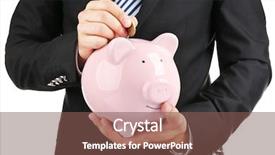  Presentation with budget - Beautiful theme featuring coin into a piggy-bank backdrop and a  colored foreground