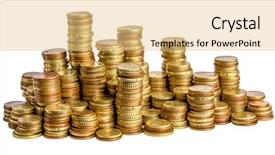  Presentation with value gold euro - PPT layouts with coin isolated on white background background and a  colored foreground