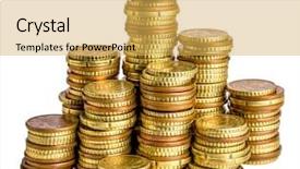  Presentation with value gold euro - Audience pleasing presentation theme consisting of coin isolated on white background backdrop and a  colored foreground