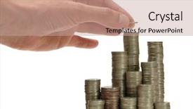  Presentation with hand saving someone - Beautiful theme featuring coin on stack of coins backdrop and a coral colored foreground