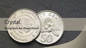  Presentation with slate - Slides featuring singapore dollar coins - coin on the black slate background and a soft green colored foreground
