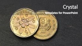  Presentation with slate - Presentation theme featuring singapore dollar coins - coin on the black slate background and a dark gray colored foreground