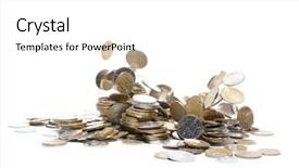  Presentation with rain - Audience pleasing presentation theme consisting of coin rain isolated on white backdrop and a white colored foreground
