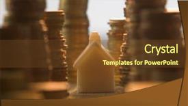  Presentation with investment money - Amazing PPT theme having coin stack saving investment money backdrop and a tawny brown colored foreground