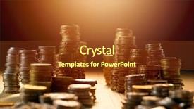  Presentation with investment money - Slide deck having coin stack saving investment money background and a tawny brown colored foreground
