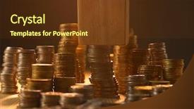  Presentation with investment money - Slide set featuring coin stack saving investment money background and a tawny brown colored foreground