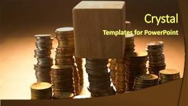  Presentation with investment money - Beautiful PPT theme featuring coin stack saving investment money backdrop and a tawny brown colored foreground