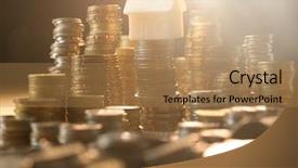  Presentation with investment money - Audience pleasing slide set consisting of coin stack saving investment money backdrop and a coral colored foreground