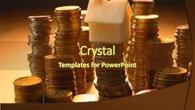  Presentation with investment money - Presentation design featuring coin stack saving investment money background and a tawny brown colored foreground