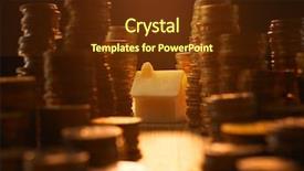  Presentation with investment money - PPT theme consisting of coin stack saving investment money background and a tawny brown colored foreground