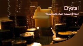  Presentation with investment money - Beautiful PPT layouts featuring coin stack saving investment money backdrop and a wine colored foreground