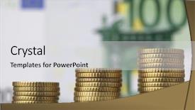  Presentation with tan book stack stacks of books - Presentation enhanced with coin stacks with 100 euro background and a light gray colored foreground