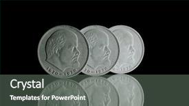 Presentation with stamp - Presentation theme having coin-with-lenin-s-head background and a gray colored foreground
